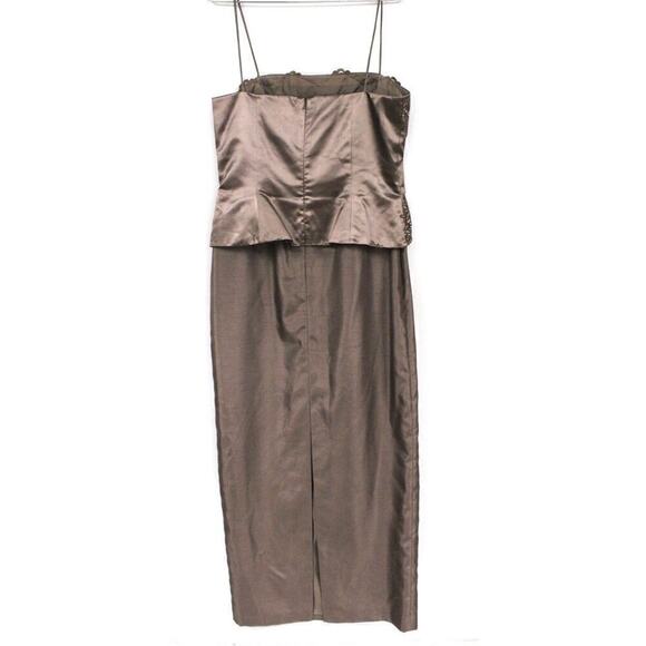 VTG CACHET 2 PC. DRESS WITH JACKET SZ 10 MOB Maxi Embroidered Sequin Bronze NWOT - Picture 5 of 9